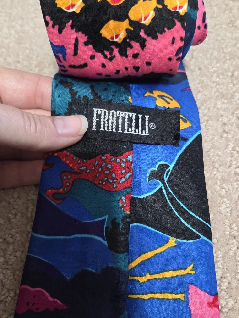 Vintage Fratelli Ocean Animals Mens Tie Classic 60in Long 4in Width Artsy